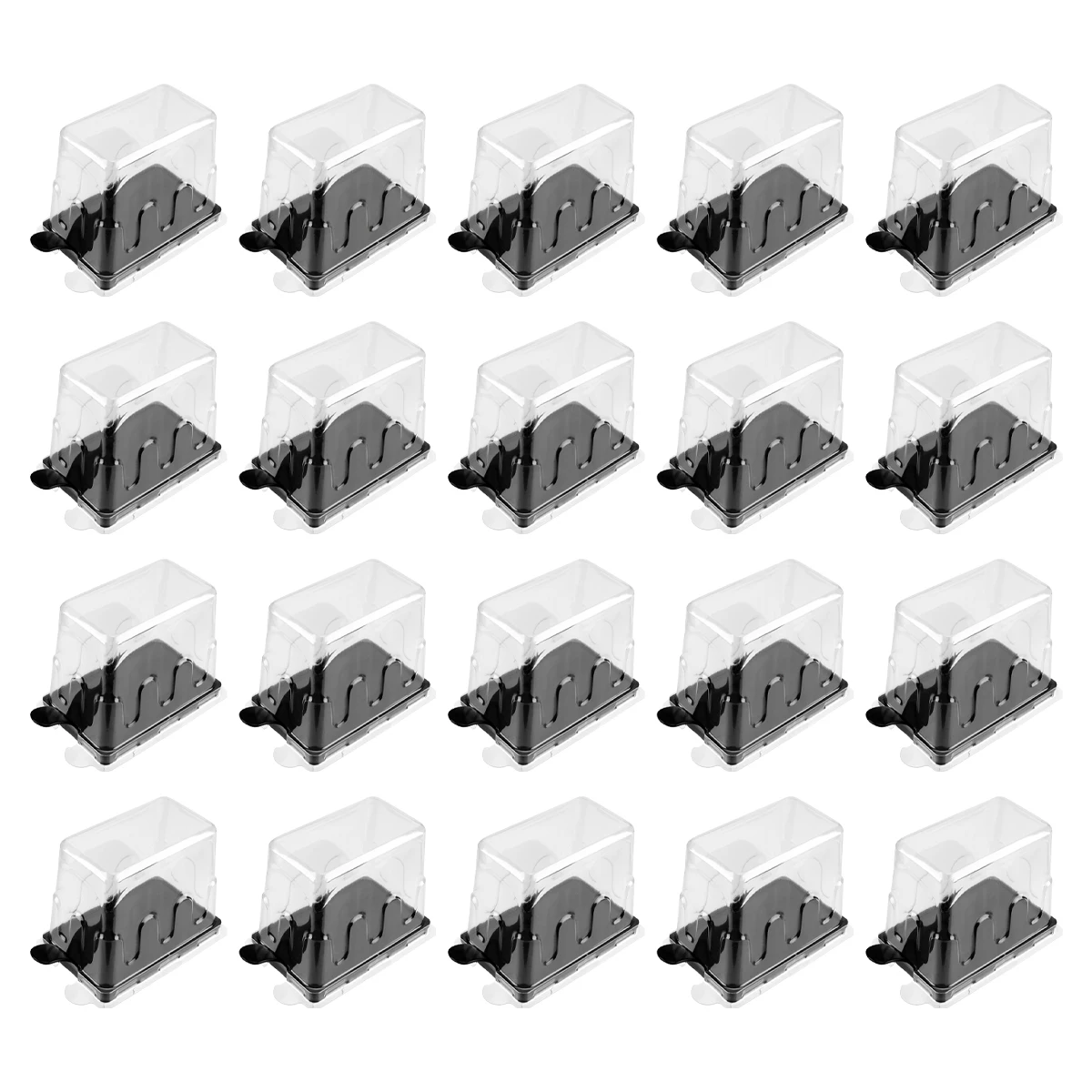 

20 Pcs Clear Cake Boxes with Handle Holder Lid Plastic Pallet Black Food Containers Lids