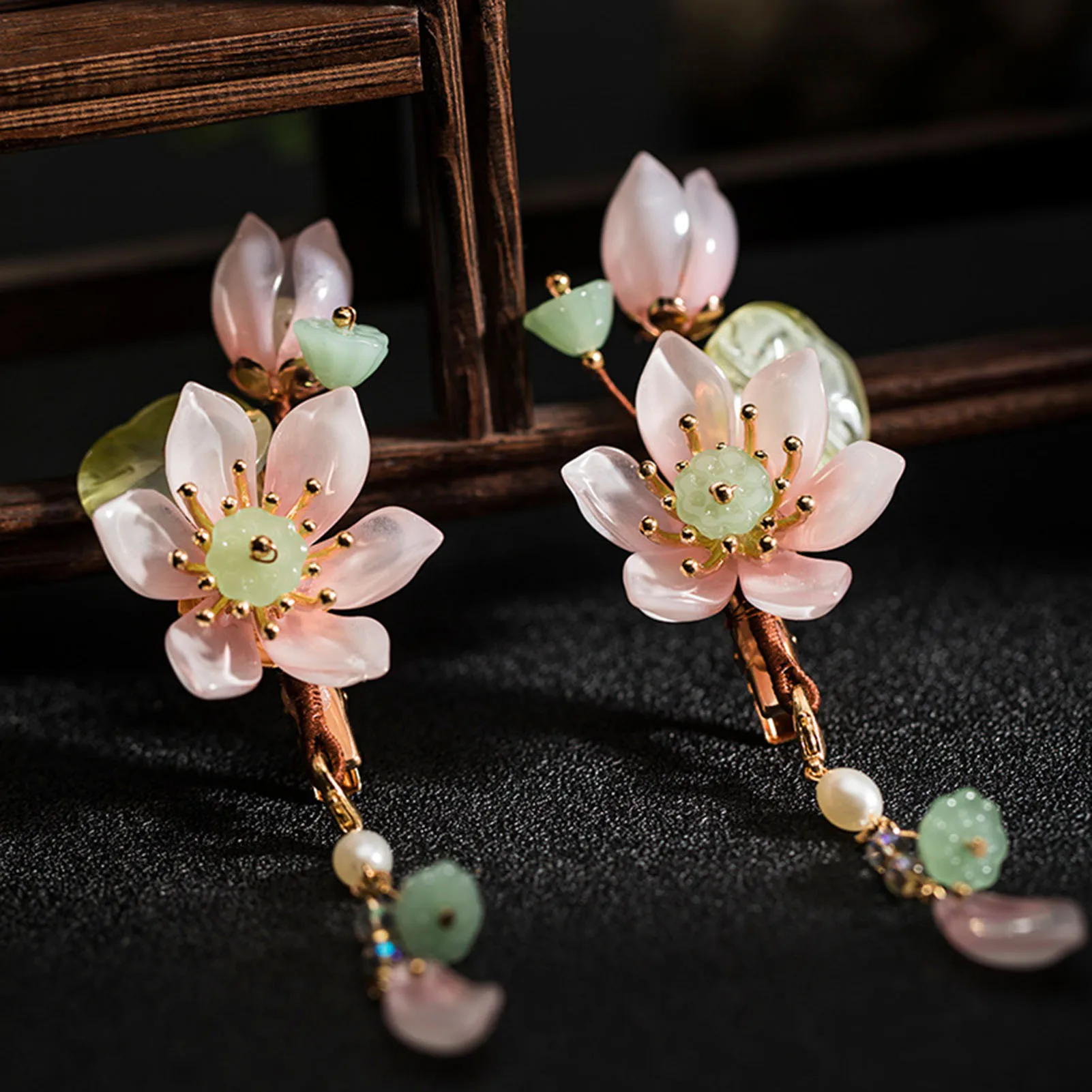 2pcs Lotus Flower Hair Clips for Girls Flower Hairpin Chines