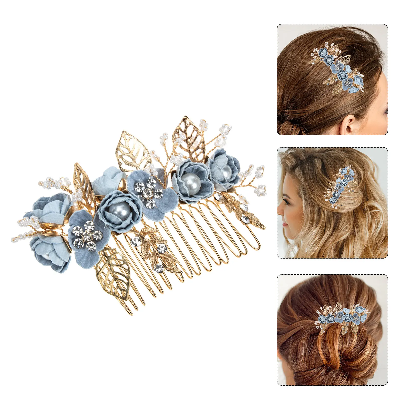 Flower Hair Insert Comb Beautiful Floral Bridal Headdress Lightweight Easy Fit for Wedding Ceremony Bride Bridesmaid Prom