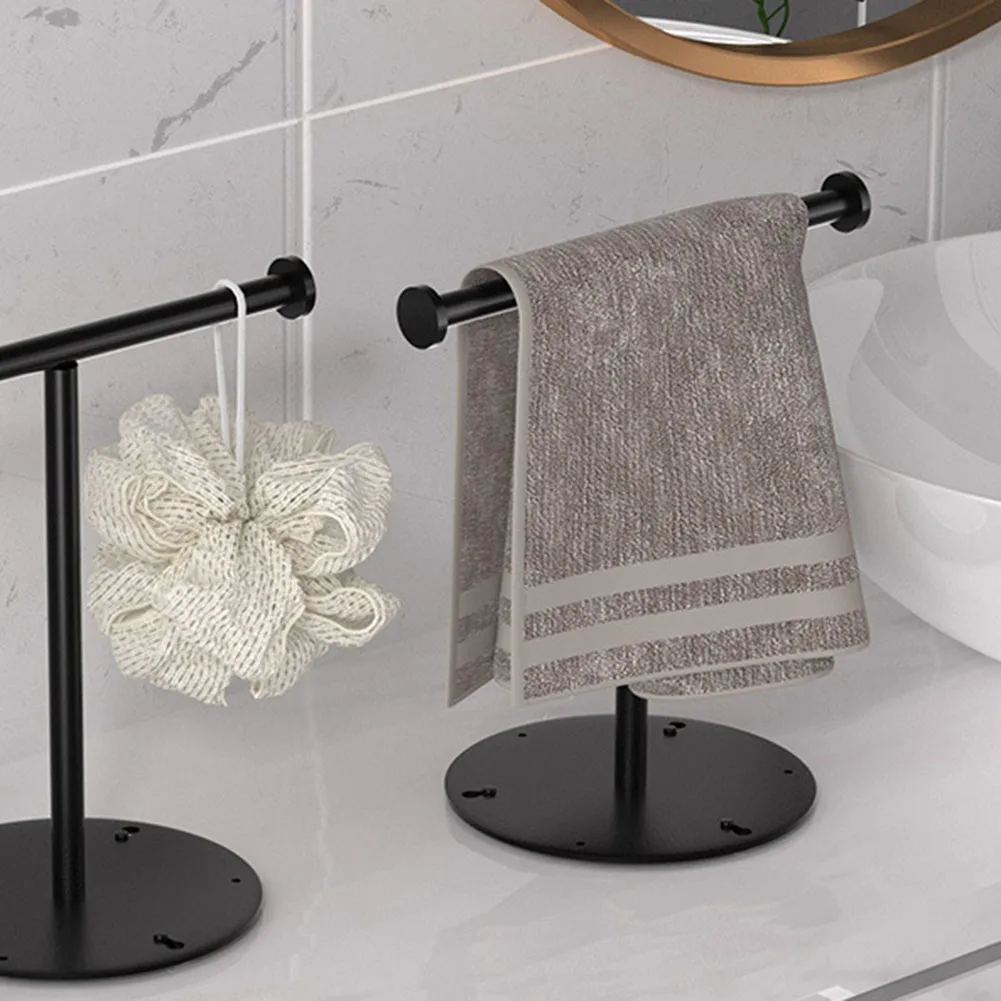 

Bath Hand Towel Holder T-Shape Towel Bar Rack Stand Carbon Steel Towel Rack For Bathroom Kitchen Vanity Countertop