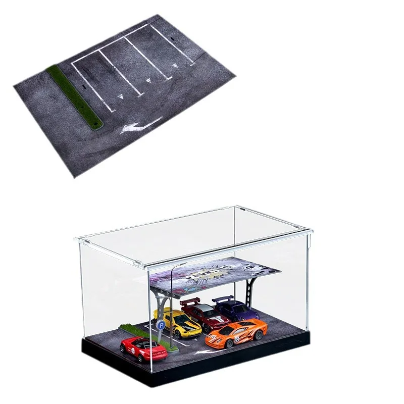 Timemicro&moreart 1:64 Outdoor parking lot theme car model display scene - with dust cover