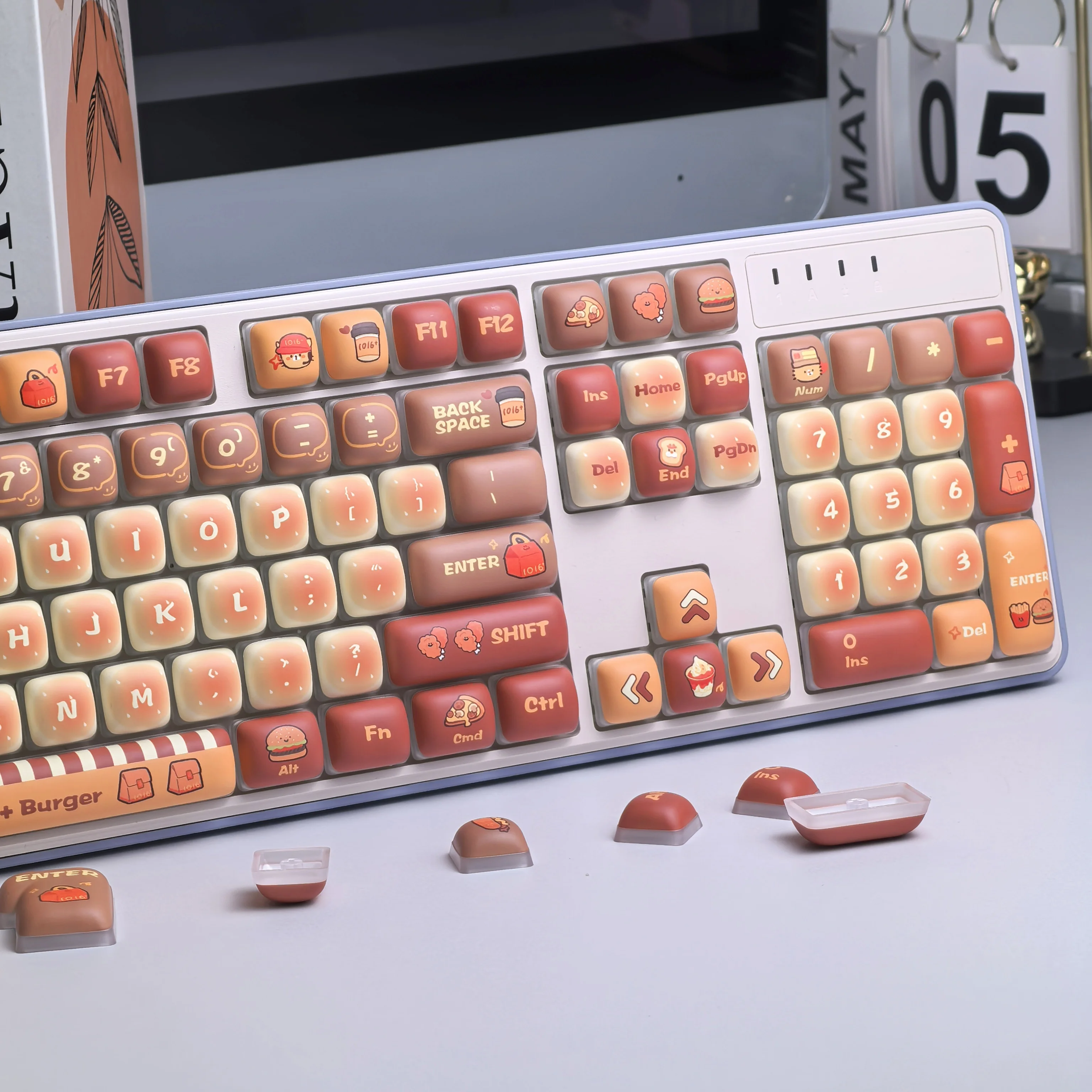 Cute Bread Keycap 138 Keys MOG PBT Thermal Sublimation Round Mantou Keycaps for DIY Mechanical Keyboard Ergonomic Key Caps Gifts