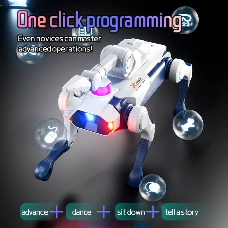 Brinquedo Carro Legal, Presente Divertido - Cão Robô RC Inteligente com IA, Brinquedo Eletrônico Interativo Programável, Carro RC Kawaii para Meninos