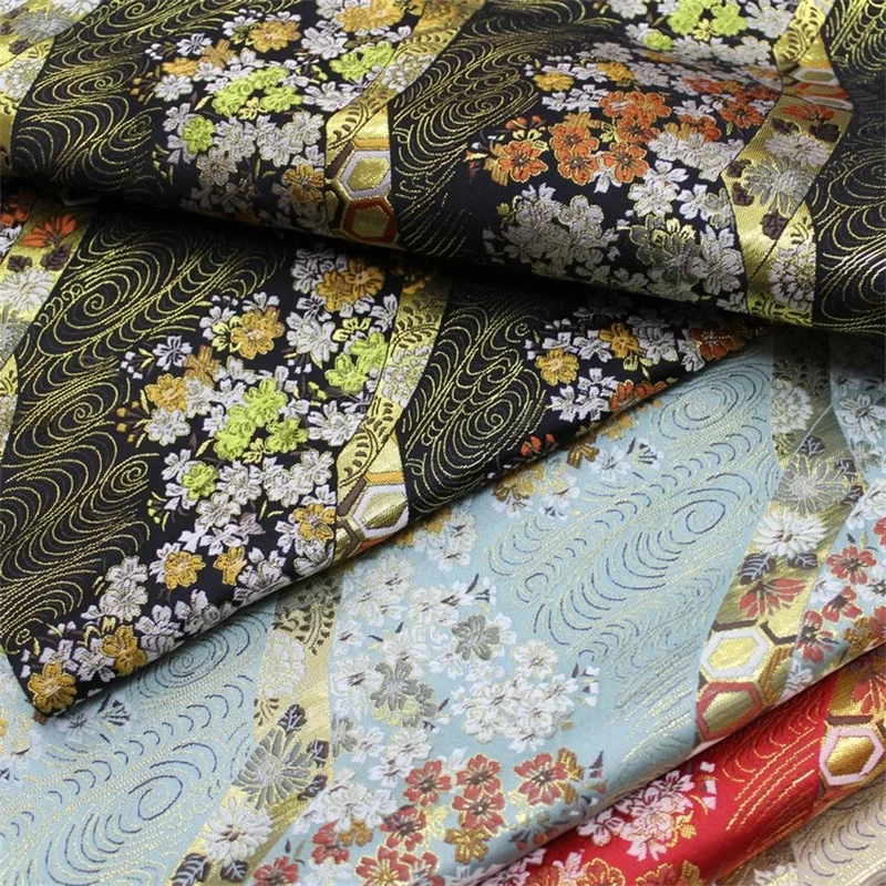 CF562 Japanese Style Cherry Blossom Jacquard Nishijin Brocade Fabric Japanese Kimono Clothing Fabric DIY Sewing Materials