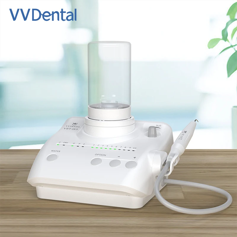 Equipo de limpieza dental ultrasónico VVDental, limpiador de dientes, higiene bucal, blanqueamiento, 5 puntas, 2 botellas, compatible con SATELEC/DTE