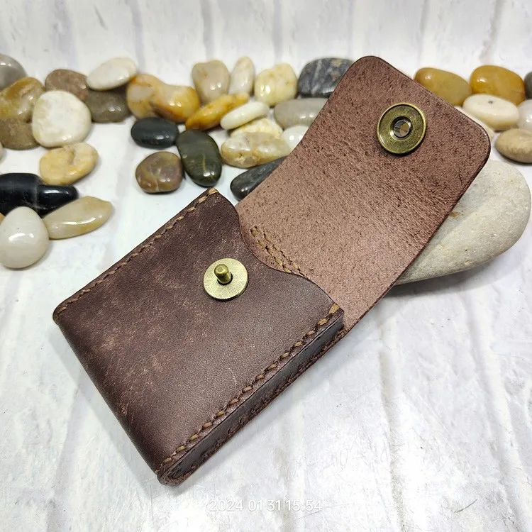 Blongk Leather Folding Glasses Box Belt Pack Cowhide Hand-made Foldable Glasses Case Small Waist Bag Men Women PD-ZD