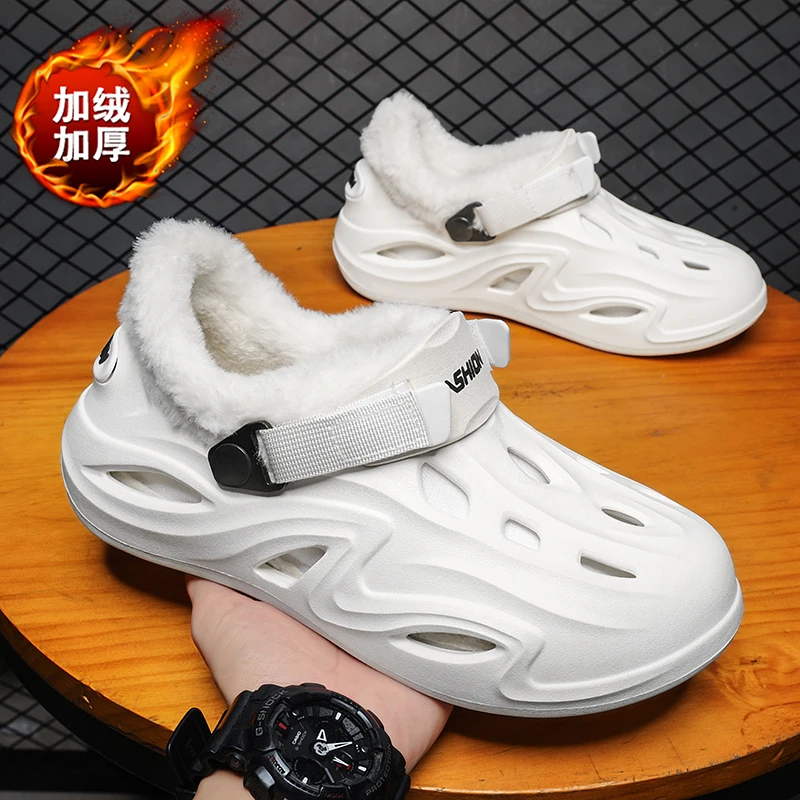 

Зимние тапочки для пар Новинка лаконичные мужские мягкие туфли из ЭВА водонепроницаемые мужские Нескользящие теплые хлопковые сандалии женские плюшевые сланцы