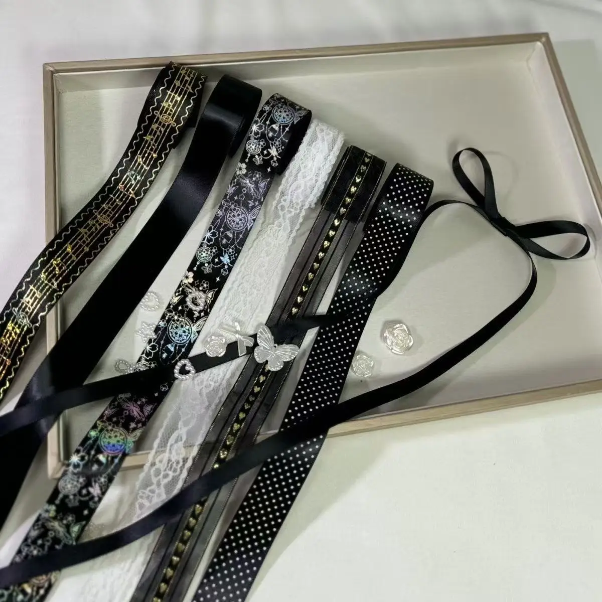 7-teiliges Set: Neue Bänder, Gumei-Abzeichen, DIY-Bastelmaterialien, Schleifenplatten, Bronzierung, Dekoration, Geschenk für Freunde – Detail 6