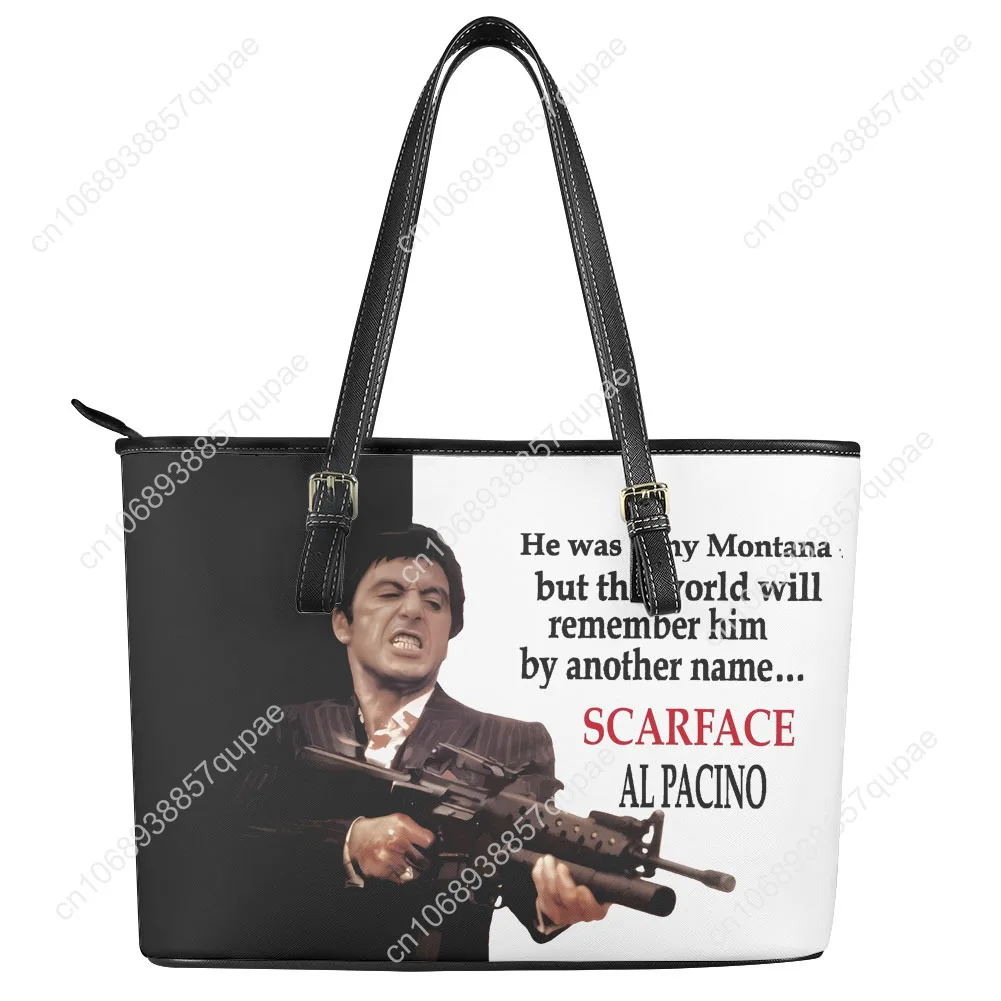 

Scarface Custom Handbag Womens Hot Movie Tony Montana Mens Personalized Tote Bag Shoulder Bag Business Leather Purse Travel Bag