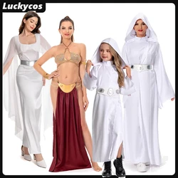 Leia Princess Movie Cosplay Costume Women Girls Kids Sexy Metal Style Dress Outfits Halloween Carnival Suit