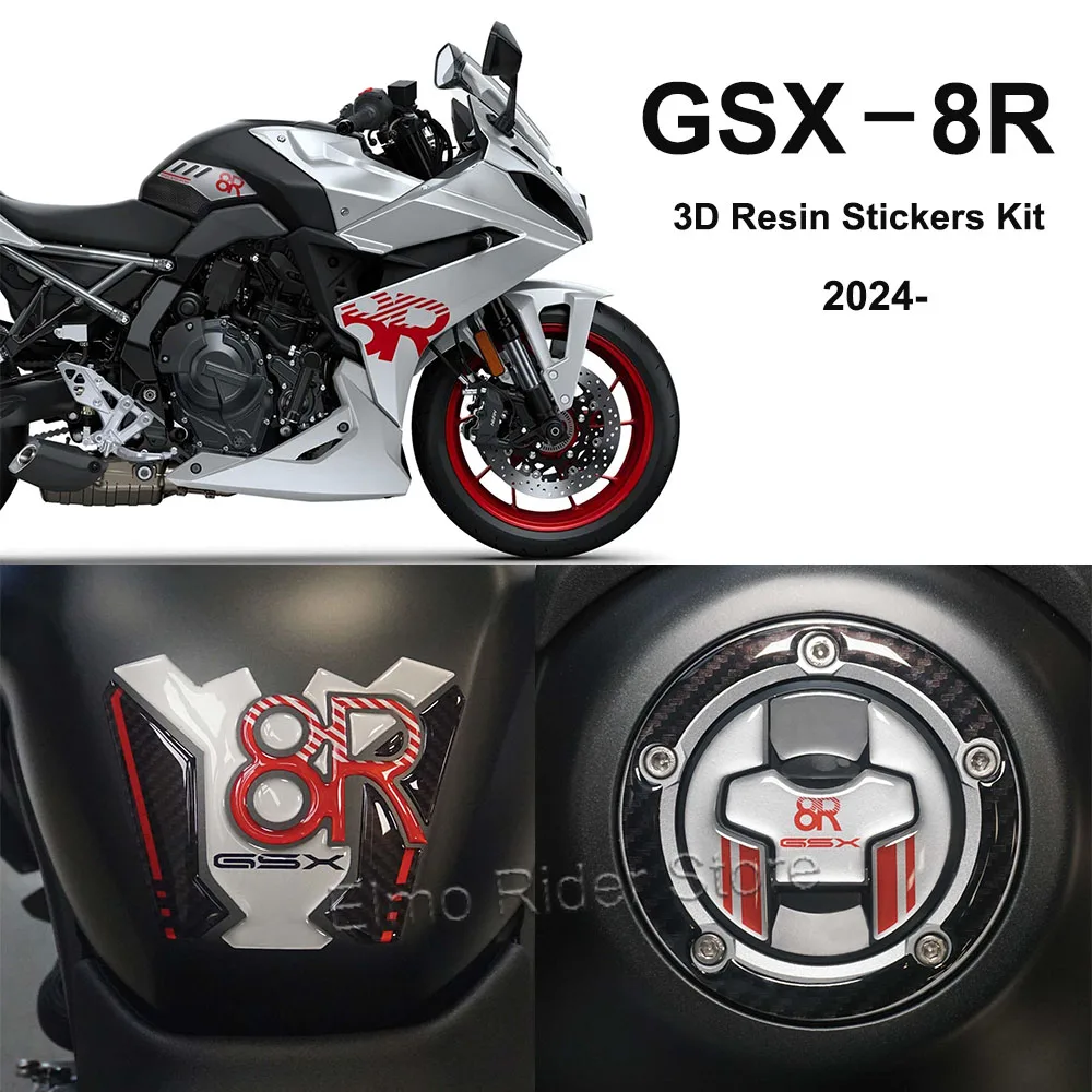 Autocollants pour tampons de réservoir GSX 8R, Kit d'autocollants de Protection en résine 3D pour moto, protecteur étanche et anti-rayures pour Suzuki GSX 8R 2024