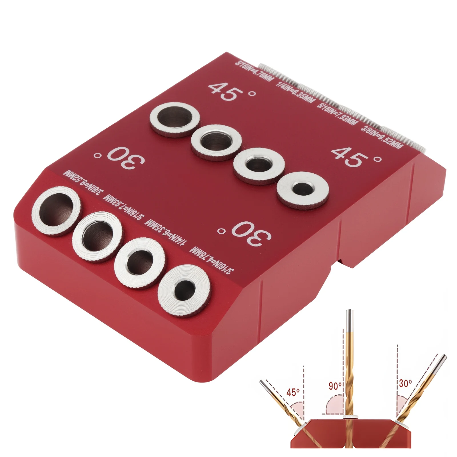 30 / 45 / 90 ° Hole Puncher Locator Multi-Angle Drill Guide Jig For Carpentry Woodworking Measurement Tool Hole Drilling Locator