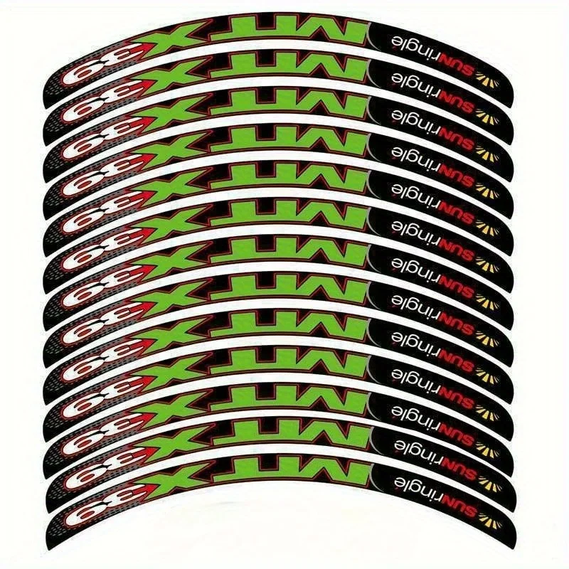 13Pcs/Set MTX Bike Rim Waterproof UV Resistant Vinyl Stickers Decal for Mountain Bike Wheel Cycling Exterior Decor Accessories