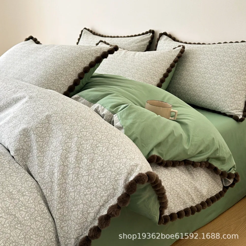 Premium Cotton 4 Piece Bedding Set Soft Breathable Duvet Cover Sheet Pillowcase Queen King