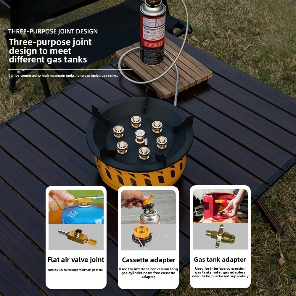 Burners Folding Hiking Picnic BBQ Outdoor Cooking Equipment 20000W 7-Core Camping Stove High-Power Strong Fire Power Portable