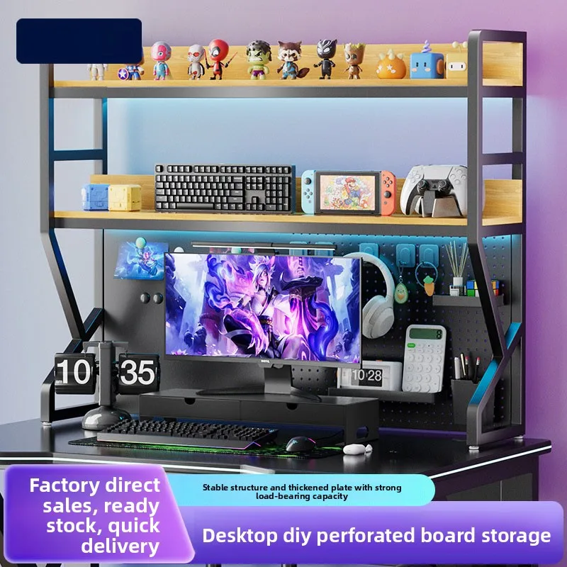 

Multi functional student desk with storage shelves for miscellaneous items, multi-layered storage and organizing bookshelves