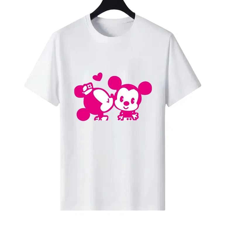 

Disney Mickey Mouse Pattern Woman Parent-child Clothing Fashion Loose Tops Ladies Cheap Short Sleeves T-Shirt Men Sweatshirts