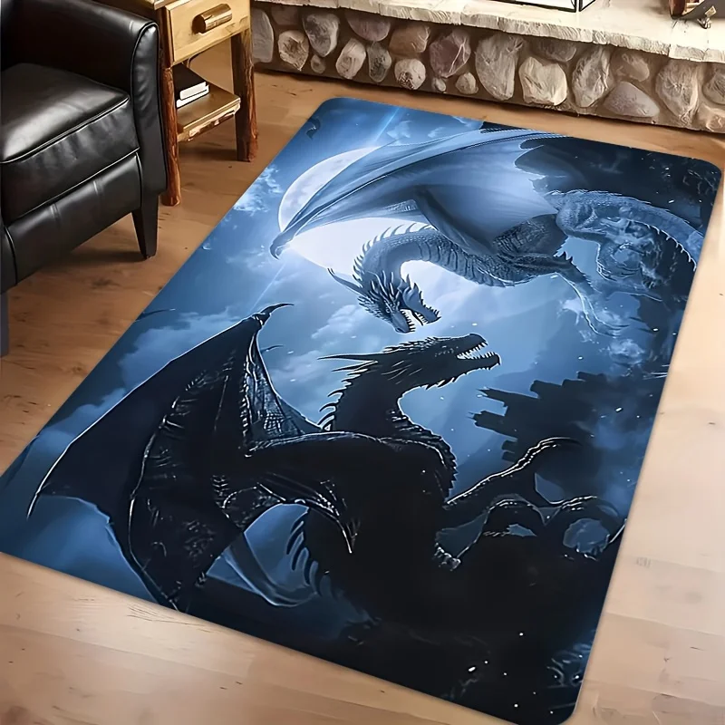 Fantasy Double Dragon Area Rug Non Slip Washable Floor Mat For Living Room Bedroom Hallway Home Decor
