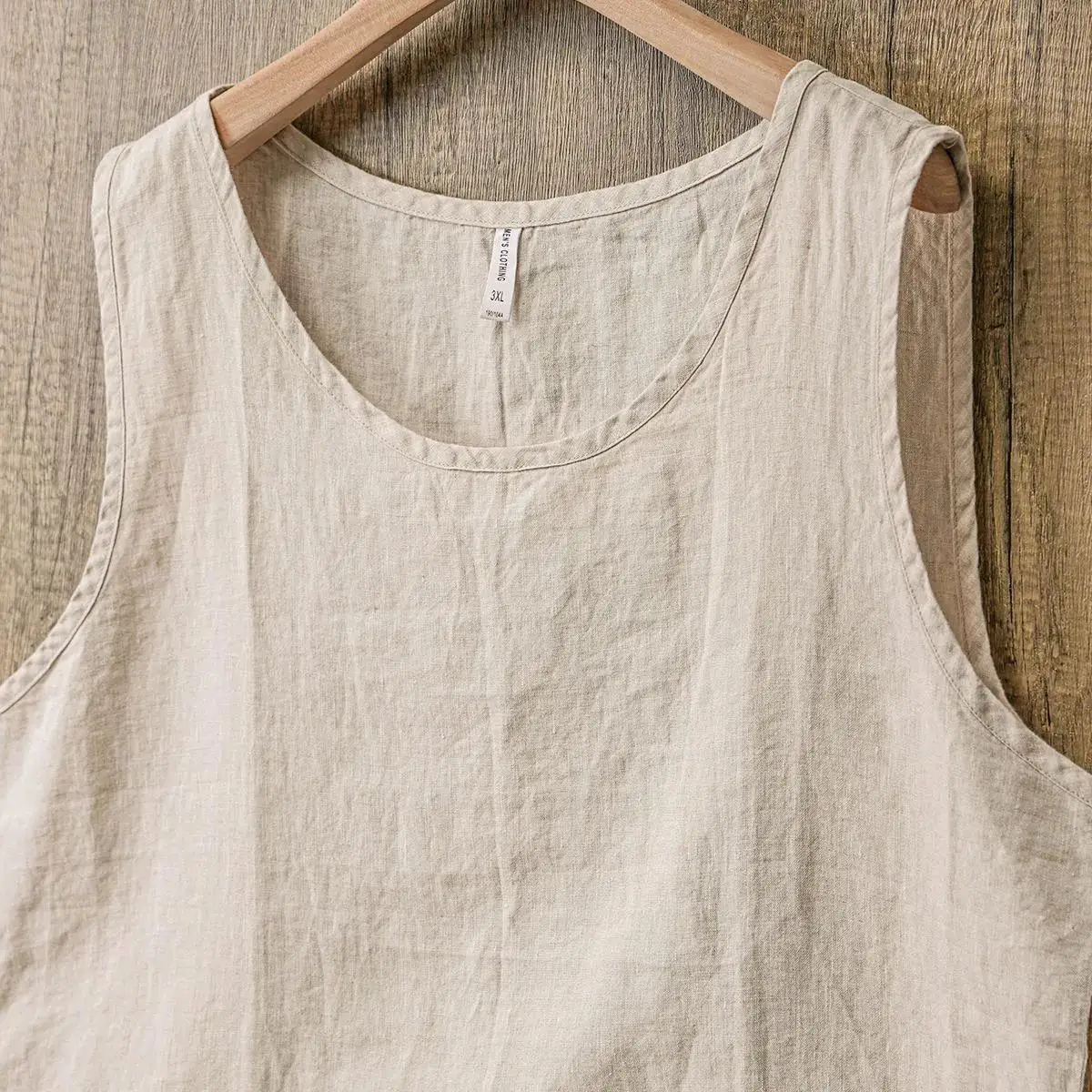 

Легкий дышащий мужской жилет цвета хаки из чистого льна ort Sve Sweat ng Cool Simple Design Summer Busin round Ne