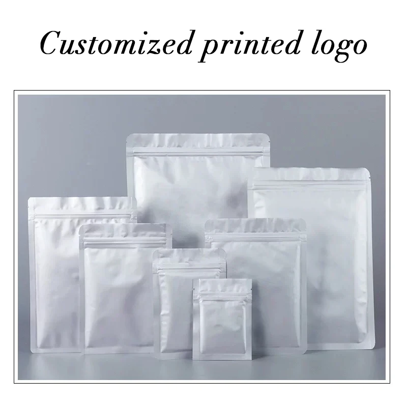 50PCS/LOT Aluminum Foil Flat Bottom Zipper Custom Printing To Store All Kinds Of Food Packaging Bags