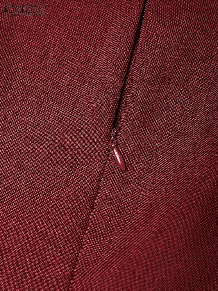 ZANZEA Ethnische Print Patchwork Elegante A-Line Kleider Frau Böhmischen Vintage Stehkragen Kurzarm Knie-Länge Roben Femme