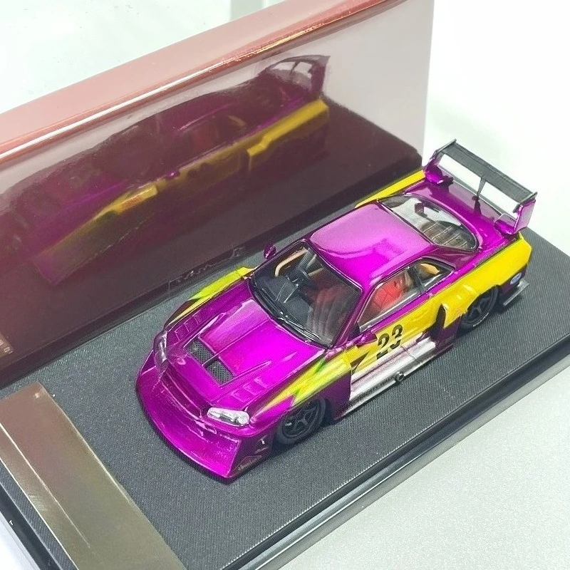 For SW Nissan LBWK ER34 Plated Purple Special Edition 1:64 Alloy Car Model Collection Limited Simulation Ornament