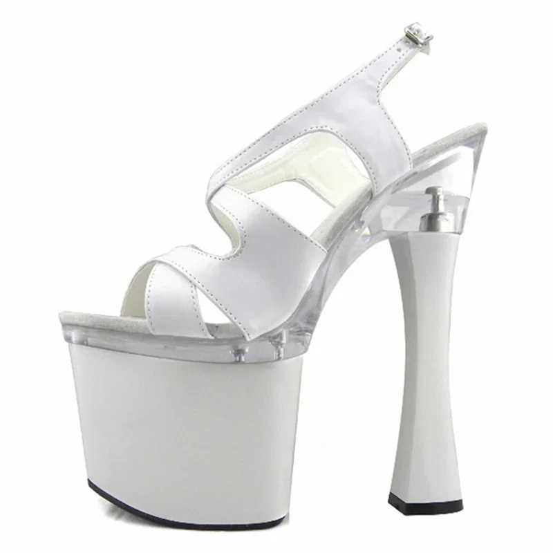 Summer Fashion Women's Shoes Nightclub Hentian High Thick Heels 20cm Ultra High Heel Sandals Banquet Performance Shoes