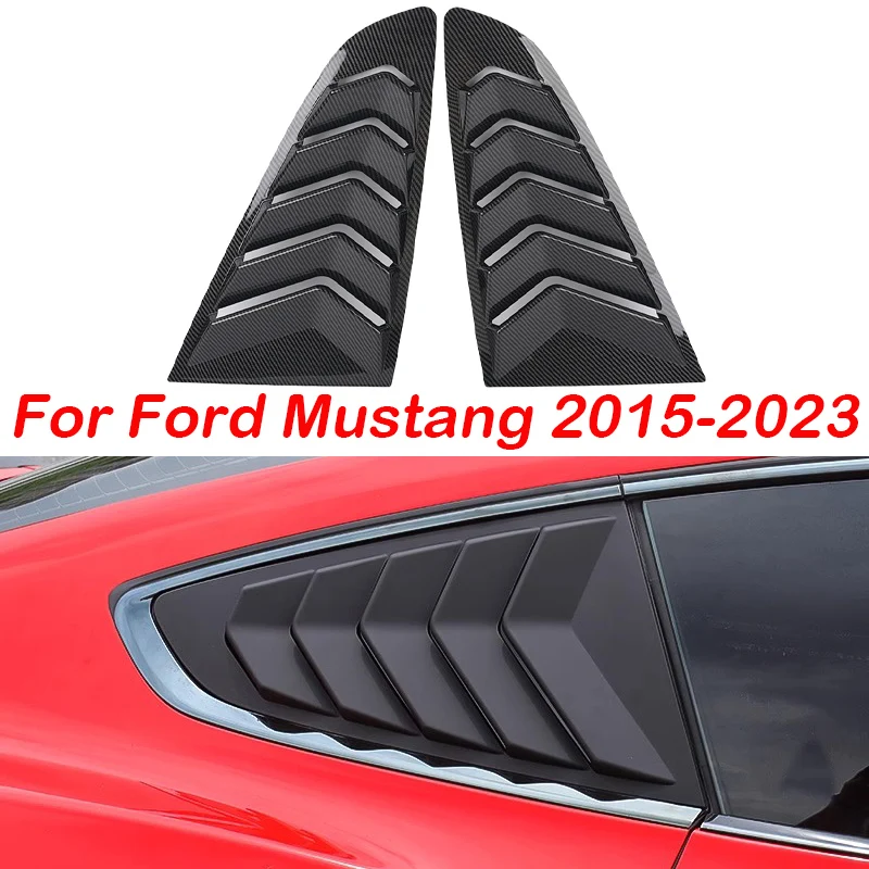 

For Ford Mustang 2015-2023 Car Rear Louver Window Side Shutter Cover Trim Sticker Vent Scoop ABS Carbon Fiber Black Accessories