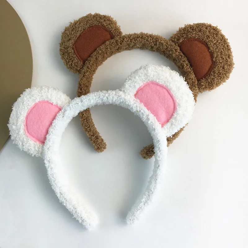 Y1UB Soft Bear Ears Headbands Plush Mouse Ears Hair Hoop for Washing Face Cartoon Animal Hairbands Halloween Costume