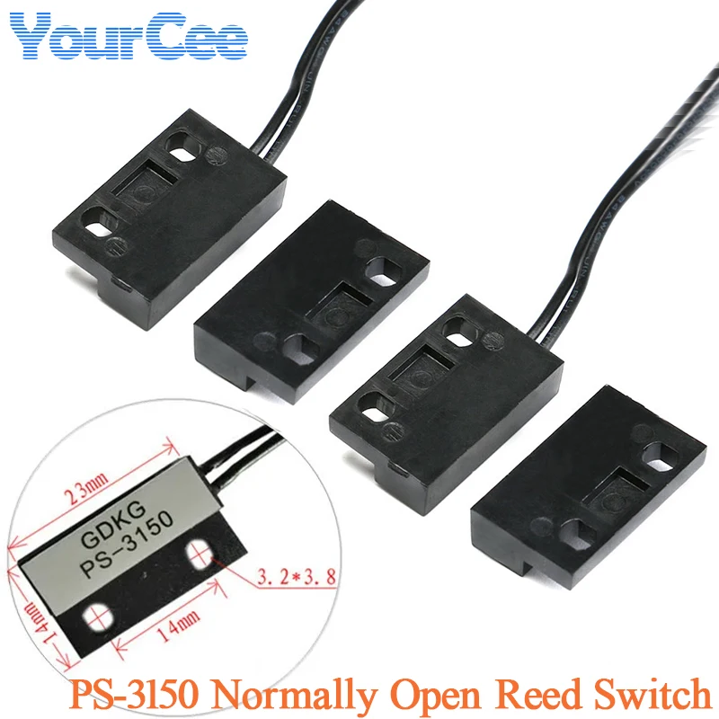 5pcs/1pc PS-3150 Reed Switch Sensor PS3150 Normally Open NO Proximity Magnetic Door Window Contact 30cm Wire Inductance Distance