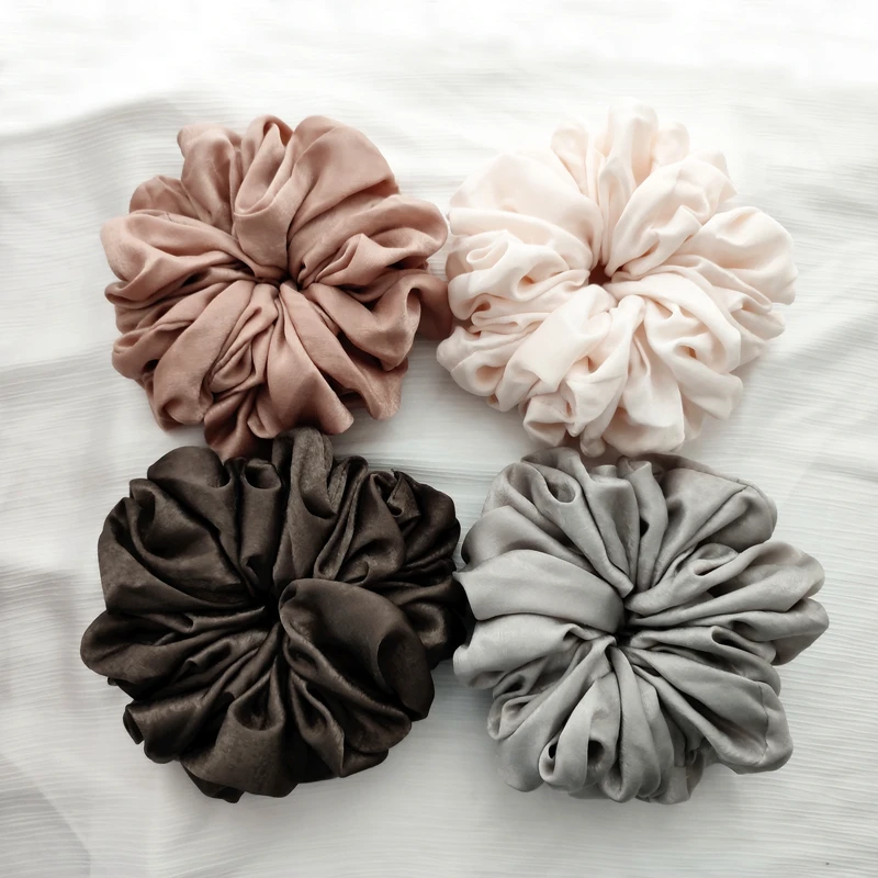 Scrunchies di velluto oversize fascette per capelli accessori Hijab Scrunchie fasce elastiche per capelli di colore solido per donne musulmane