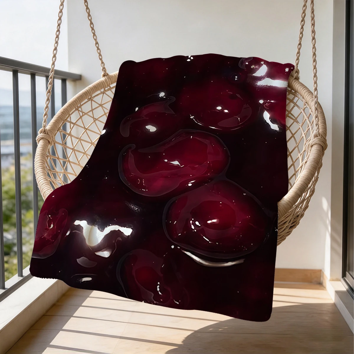 Glossy Berry Jam Flannel Blanket Warm Soft Halloween Christmas Couch Warm Cozy Decorative Decor Gift for All Season