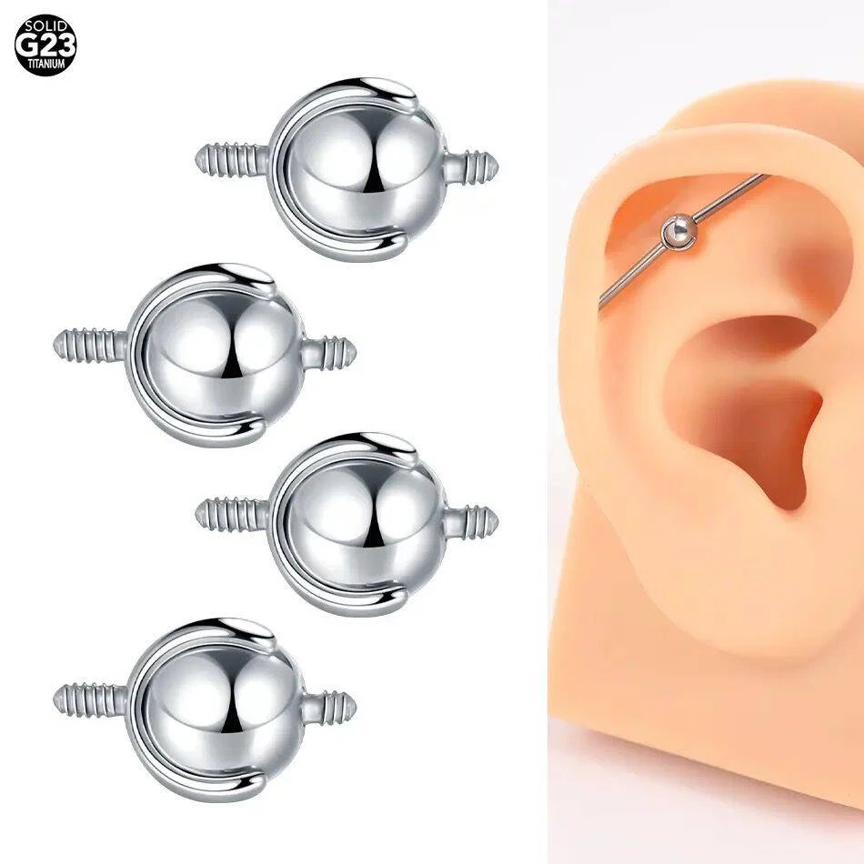 1Pc 16G/14G 4/5mm Industrial Barbell Piercing Body Jewelry F136 Titanium Internally Threaded Rotating  Replacement Ball for