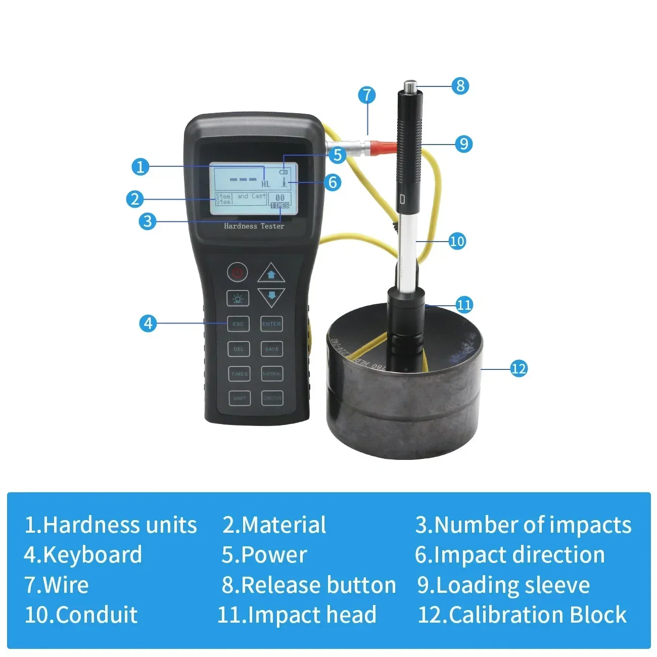 SL-150 Portable Digital Leeb Hardness Tester Multifunction Hardness Tester LCD Display High Precision