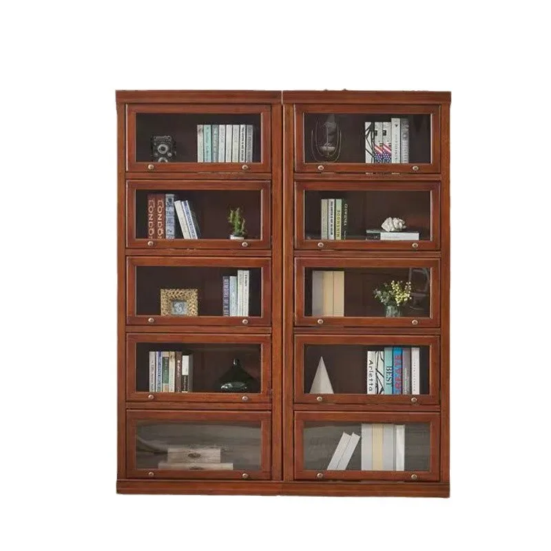 

Dust-proof solid wood glass door bookcase bookshelf children's locker bedroom home