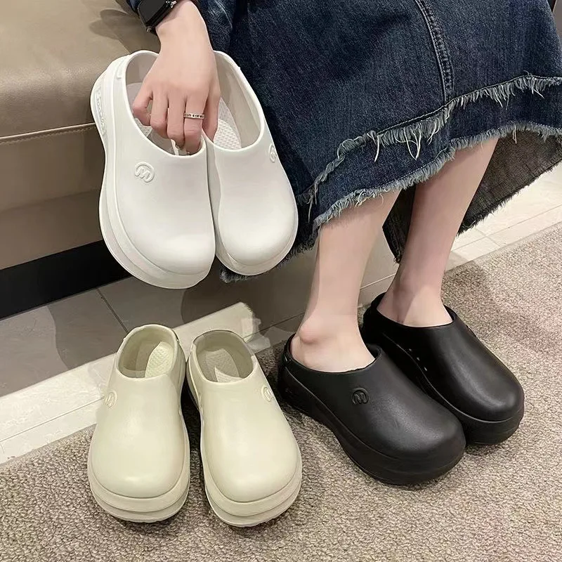 Women Slippers New Summer Fashion Outdoor Thick Soled Beach Indoor Non Slip Wedge Heel Wooden Sole Fashion Women Slippers