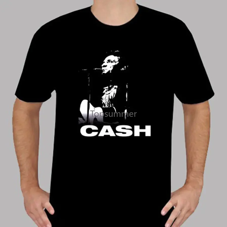 

New Johnny Cash Rock N Roll Music Legend Men'S Black T-Shirt Size S To 3Xl O-Neck T Shirt Homme T-Shirt Men High Quality Tees