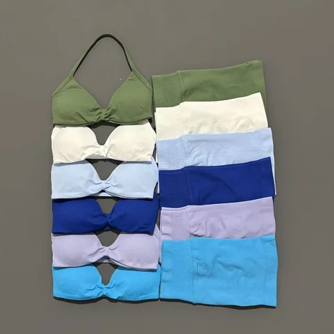 Strappy Bra and Biker Shorts Set