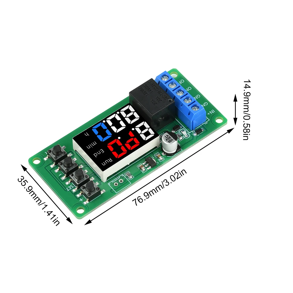 

DC 12V 1 Way Dual Mode Time Delay Relay Module T2101 1-999 Seconds Delay NO/NC Normal Open/Close Programmable Time Controller