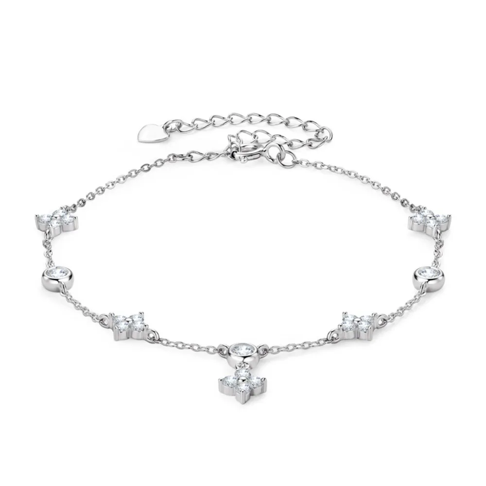 

Real Moissanite Bracelet for Woman Wedding S925 Sterling Silver Chain Four-leaf Clover Lab Diamond Bracelets Luxury Fine Jewelry