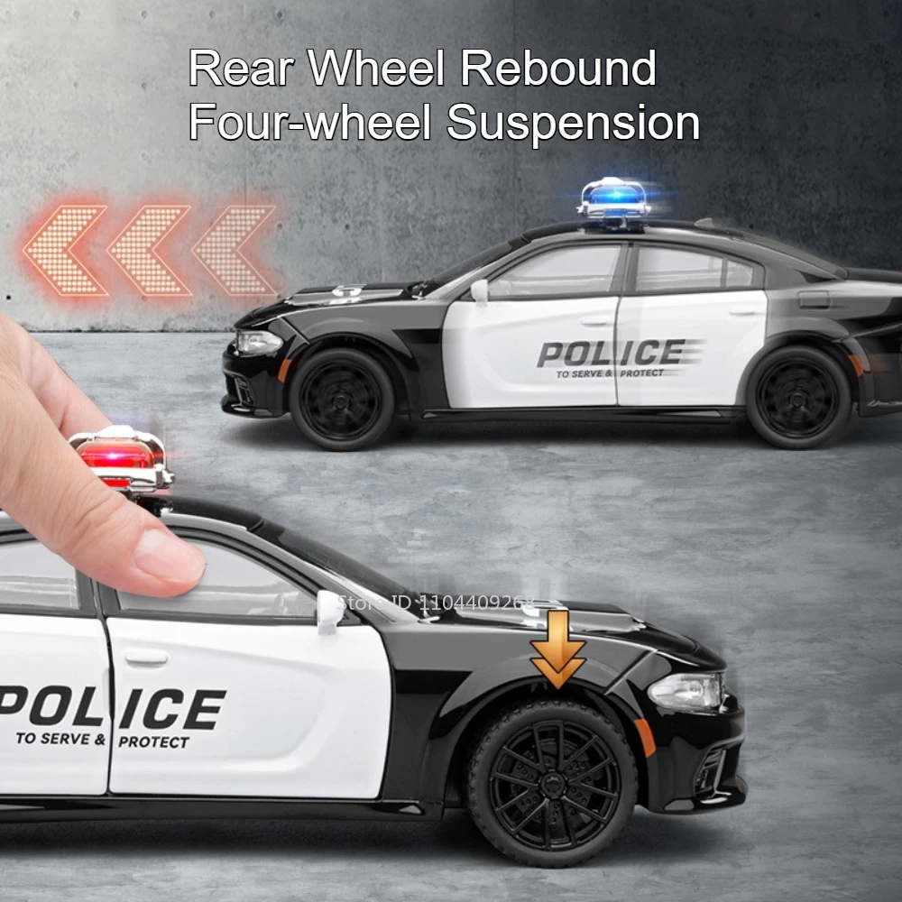 1:32 충전식 X-트레일 경찰차 모형 장난감 합금 바디 음악 조명 후진 도어 개폐 가능 자동차 모형 컬렉션 어린이 선물