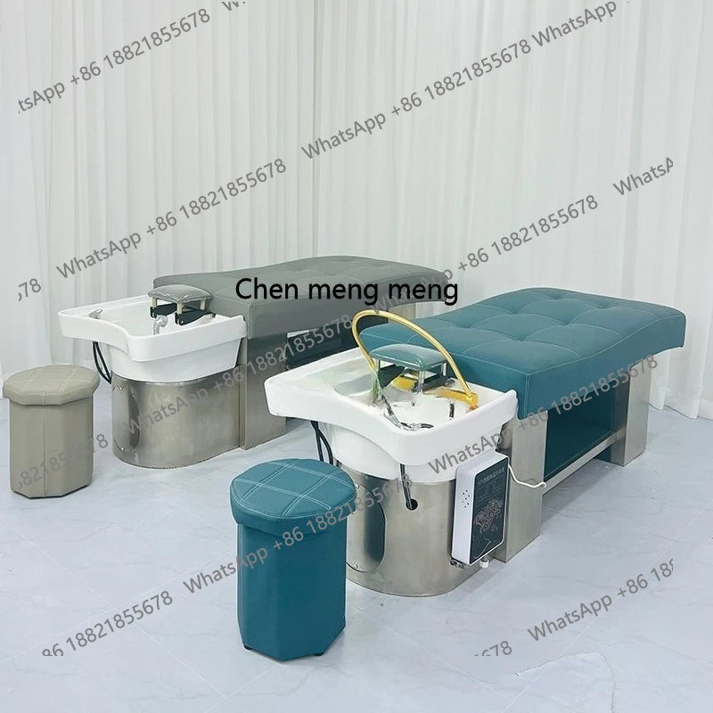 

X Barber shop with fumigation water circulation hair treatment, stainless steel shampoo bed