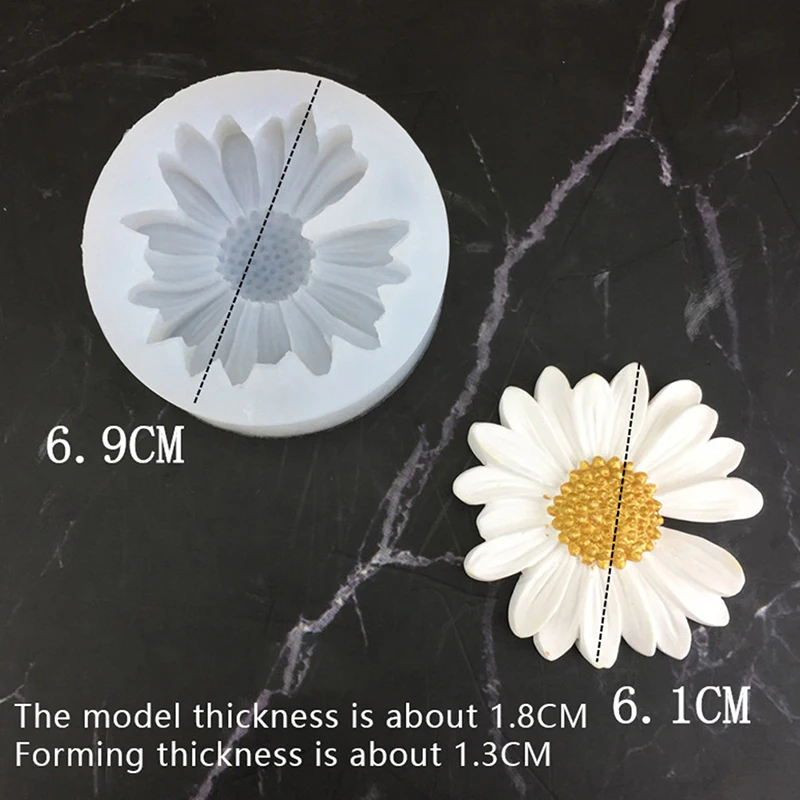 Daisy Chamomile Flower Silicone Mold With Hole Car Aromatherapy Epoxy Handmade Soap Candle Mold DIY Decoration Candy Icing Mold