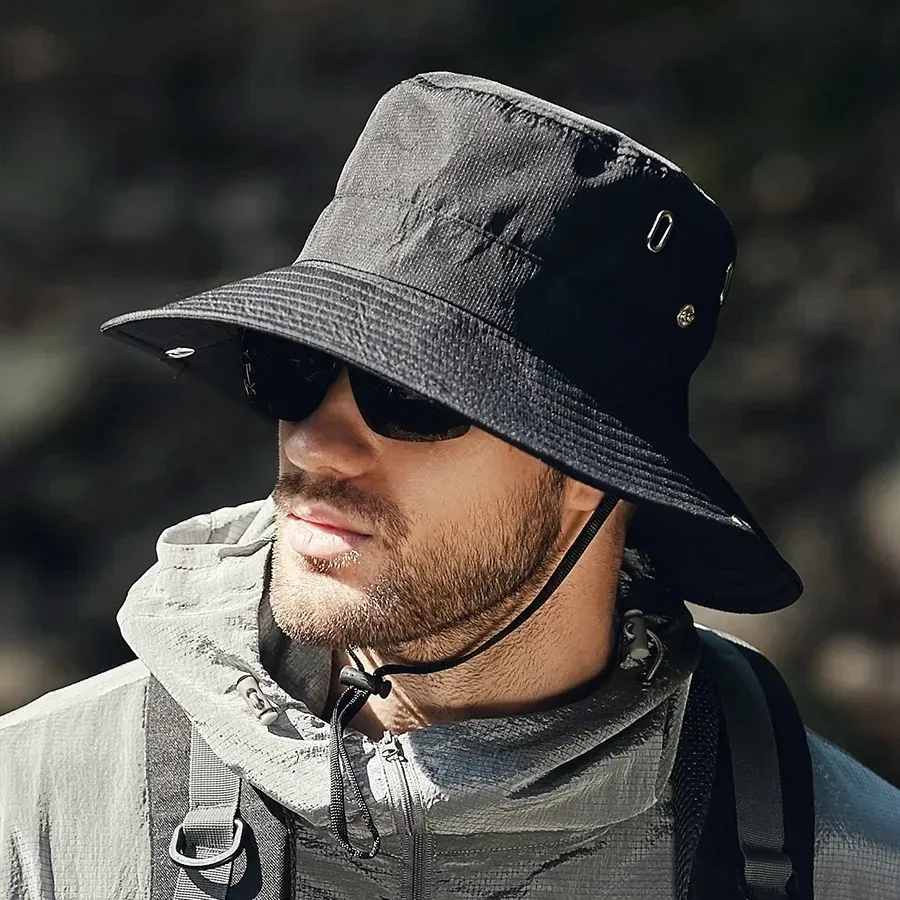 new Men's Wide Brim Sun Hat - Waterproof UV Protection Safari Bucket Hat for Fishing Hiking Climbing Summer Outdoor Oversized image 3