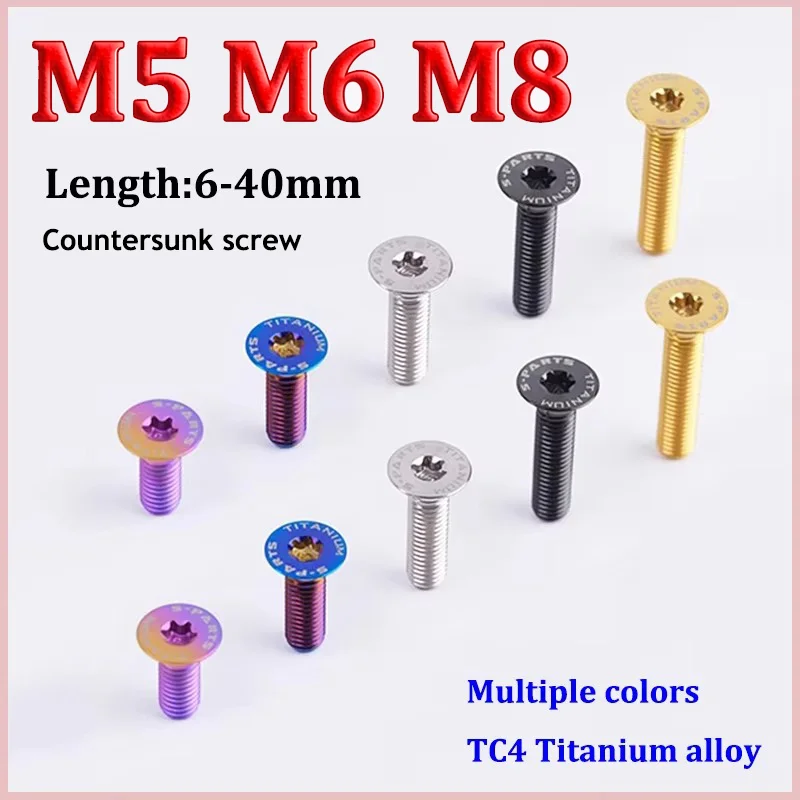 1pc Titanium Bolts M5 M6 M8x6 8 10 12 14 16 18 20 25 30 35 40 45 50mm Inner Plum Countersunk Head Screws for Bicycle Accessories