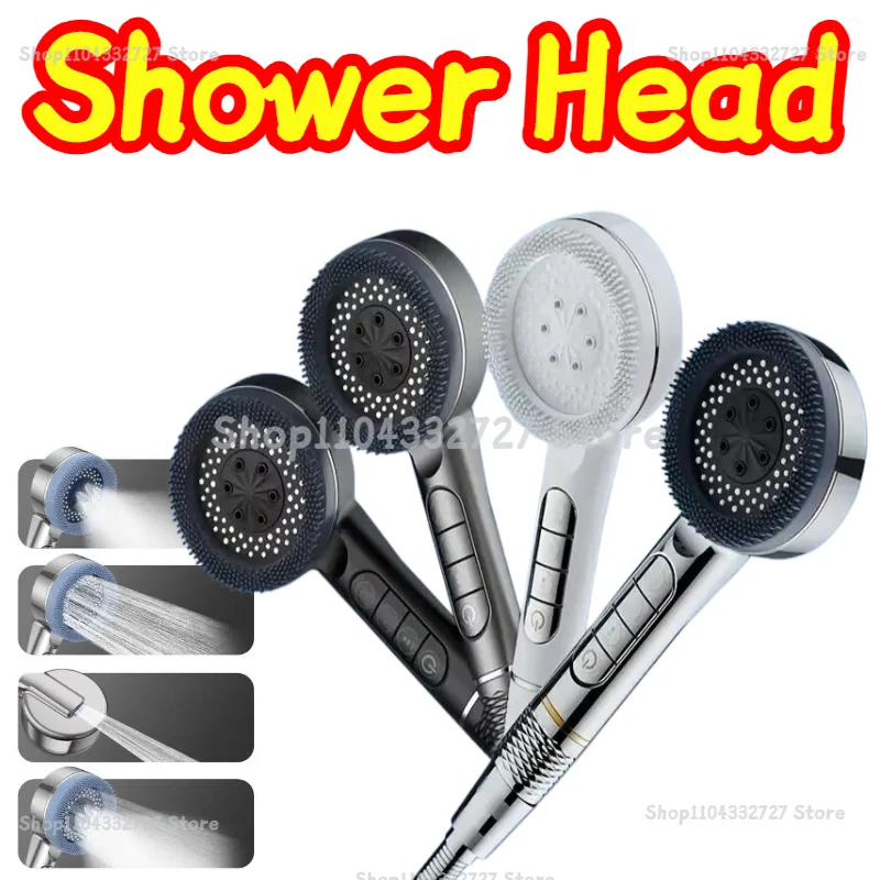 Four-speed Adjustment Shower Booster Shower Head Bathroom Household Water Heater Bath Handheld Shower Head Bracket Set