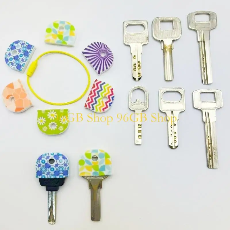 96GB Car Cover Set 10 Pack Assorted Pattern Cap for Flat Auto Keys Non Slip Sleeves for Fast Identification Scratch and Daily