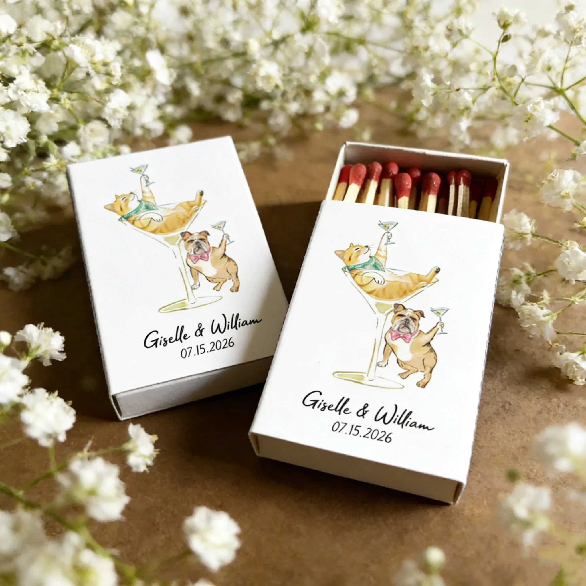 personalized-pet-wedding-matchbox-favors-custom-cat-dog-illustration-matchbook-elegant-guest-favors-cocktail-hour-decor