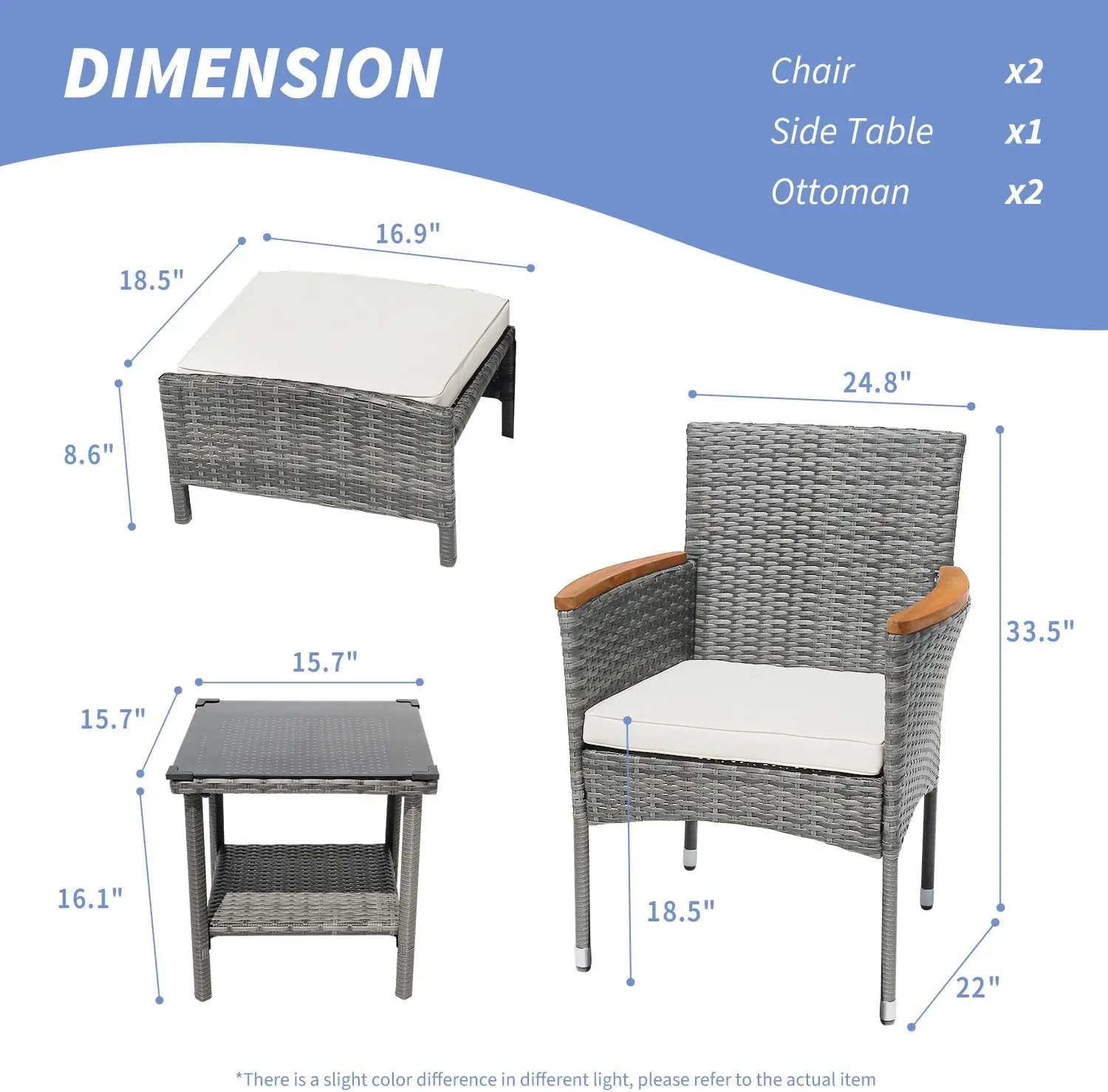 Juego de muebles de mimbre para Patio al aire libre, mesa y muebles otomanos, conjunto Bistro para Patio, juego de sillas exteriores, juegos de conversación