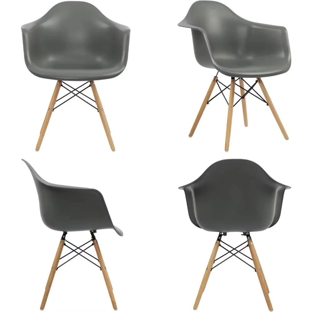 Set of 4 Dining Chairs,Mid-Century Modern Dining Room Plastic Chairs, Outdoor Side Chairs with Wood Legs for Kitchen